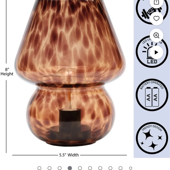 Brown Tortoise Glass Mushroom Lamp - Picture 4 of 8